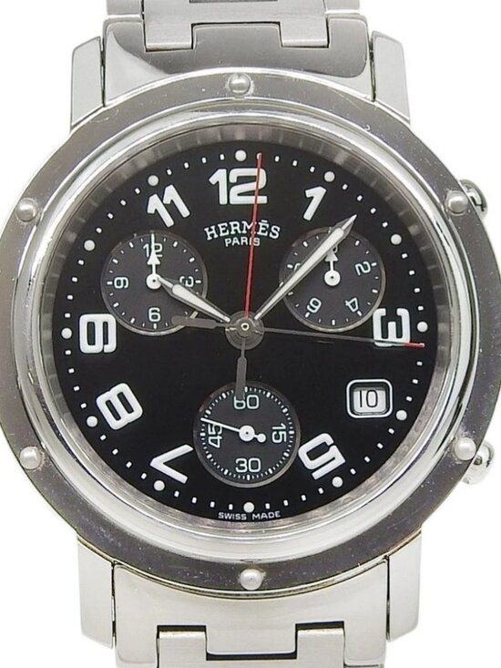 HERMES Clipper Watches CL1.910 Silver blackDial Stainless Steel Quartz Ana... main image 4